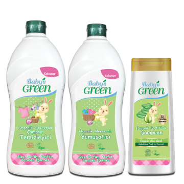 3'lü Set Organik Aloe Veralı Bebek Çamaşır Temizleyici ECO 20 Yıkama - Yumuşatıcı 40 Yıkama - Bebek Şampuanı EcoCosmos