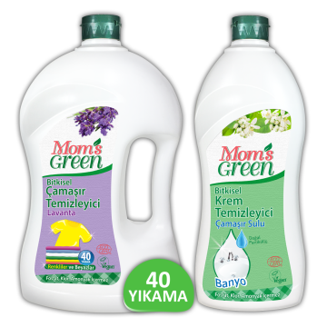 2'li Set Bitkisel Çamaşır Temizleyici Lavanta 40 Yıkama - Bitkisel Krem Temizleyici Banyo - Çamaşır Sulu HEDİYE ECO