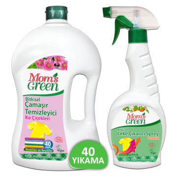 2'li Set Bitkisel Çamaşır Temizleyici  Kır Çiçekleri 40 Yıkama - Bitkisel Leke Çıkarıcı Sprey 750 ml HEDİYE ECO