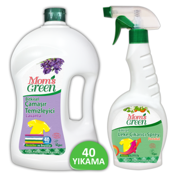 2'li Set Bitkisel Çamaşır Temizleyici Lavanta 40 Yıkama  - Bitkisel Leke Çıkarıcı Sprey 750 ml HEDİYE ECO