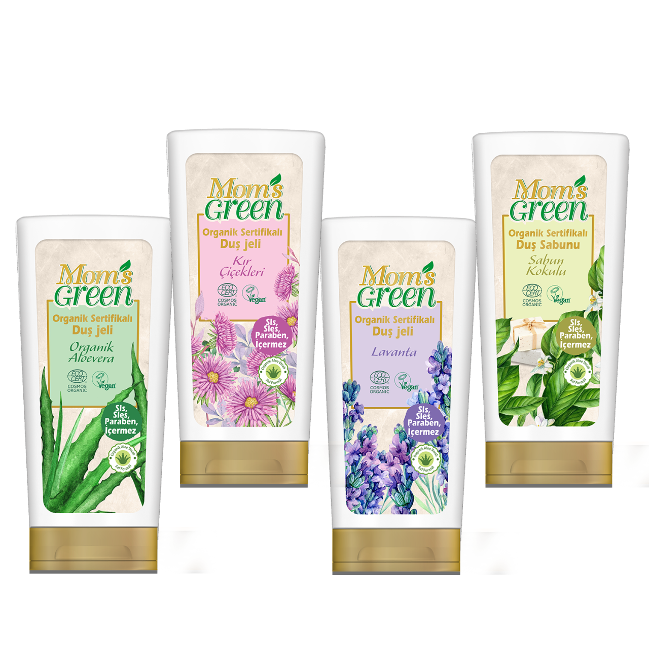4'lü Set Mom's Green Organik Sertifikalı Duş Jeli - Tanışma Seti 4*400 ml EcoCosmos