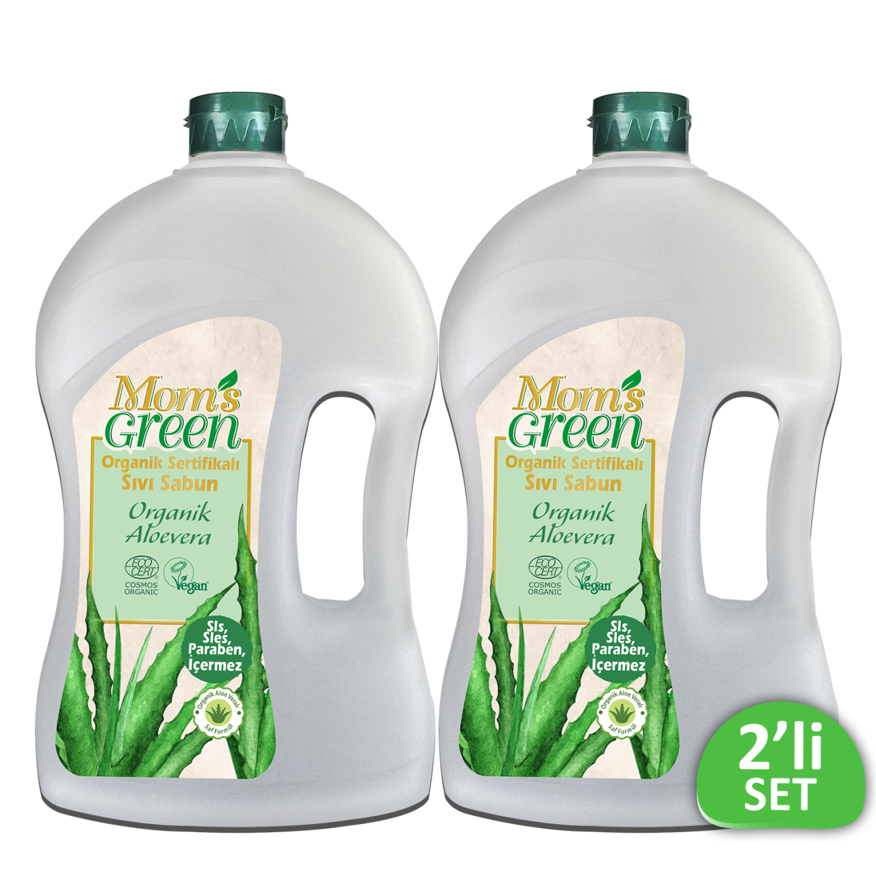 2'li Set Mom's Green Organik Sertifikalı Sıvı Sabun - Organik Aloeveralı 1.5 Lt*2 EcoCosmos