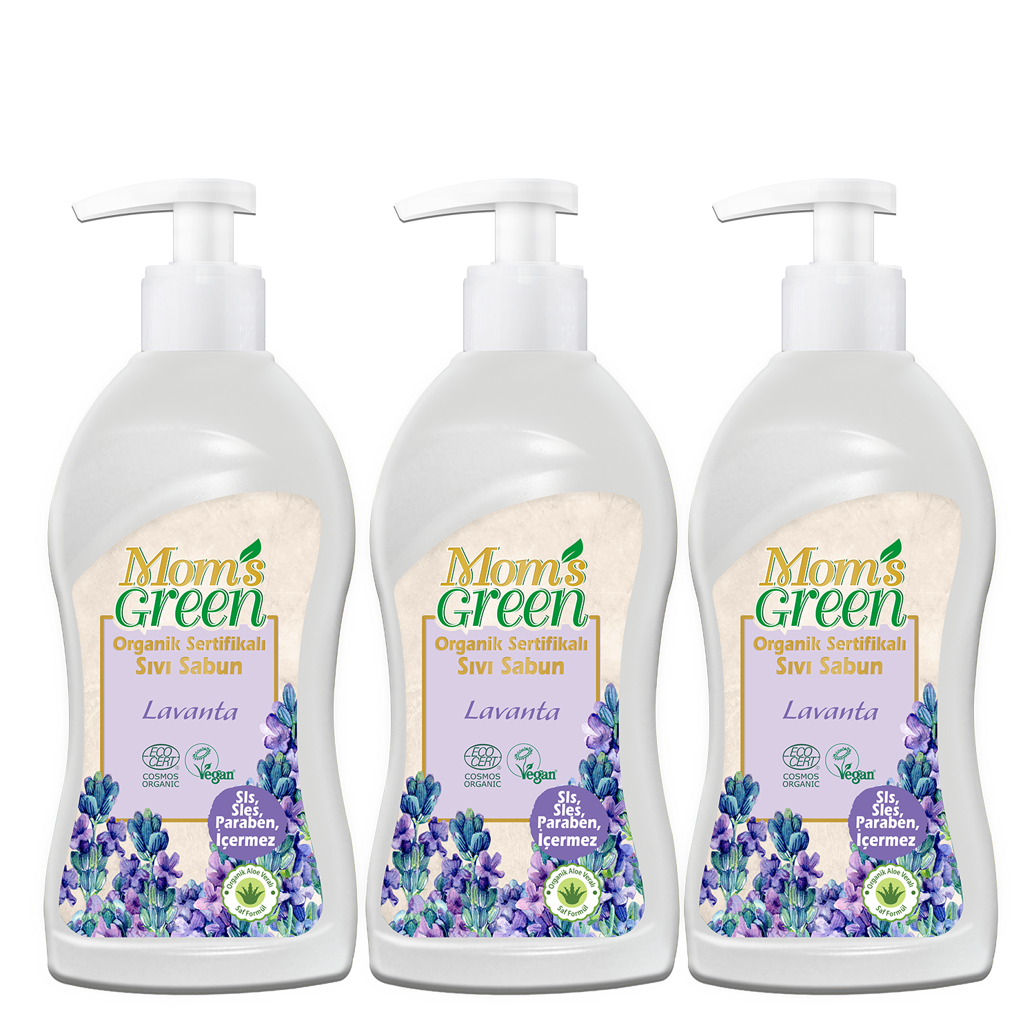 3'lü Set Mom's Green Organik Sertifikalı Sıvı Sabun - Lavanta 500 ml 3 Al 2 Öde Eco Cosmos