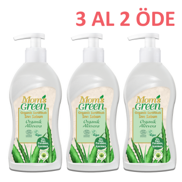 3'lü Set Mom's Green Organik Sertifikalı Sıvı Sabun - Organik Aloeveralı 500 ml 3 Al 2 Öde Eco Cosmos