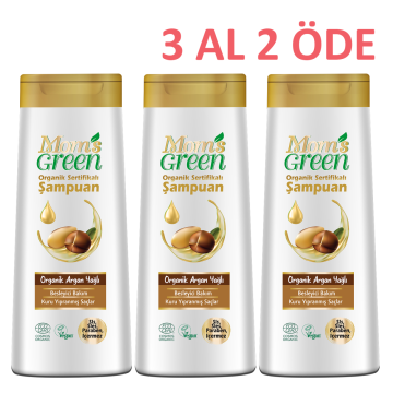 3'lü Set Mom's Green Organik Argan Yağlı Şampuan 400 ml 3 Al 2 Öde EcoCosmos