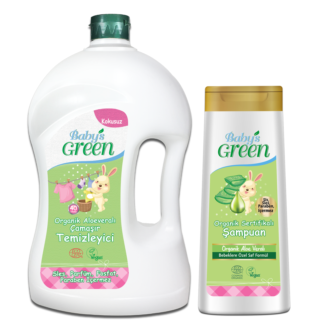 2'li Set Organik Aloe Veralı Bebek Çamaşır Temizleyici ECO 40 Yıkama - Organik Bebek Şampuanı 400 ml HEDİYE EcoCosmos