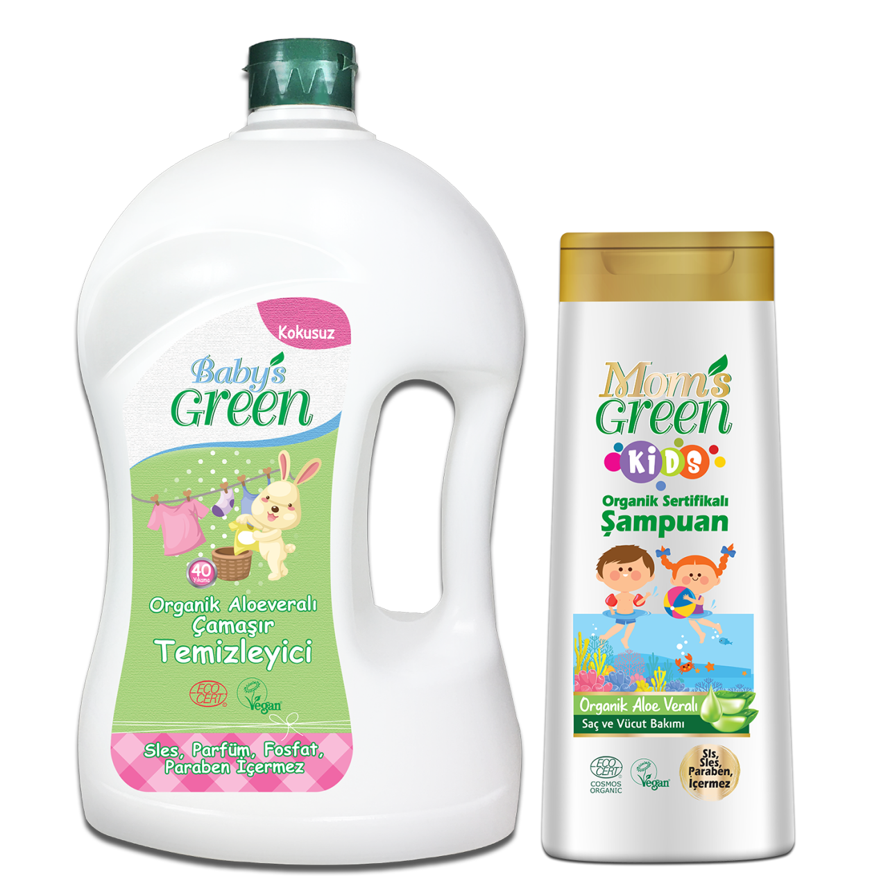2'li Set Organik Aloe Veralı Bebek Çamaşır Temizleyici 40 Yıkama- Organik KIDS ÇOCUK Şampuanı 400 ml  HEDİYE EcoCosmos