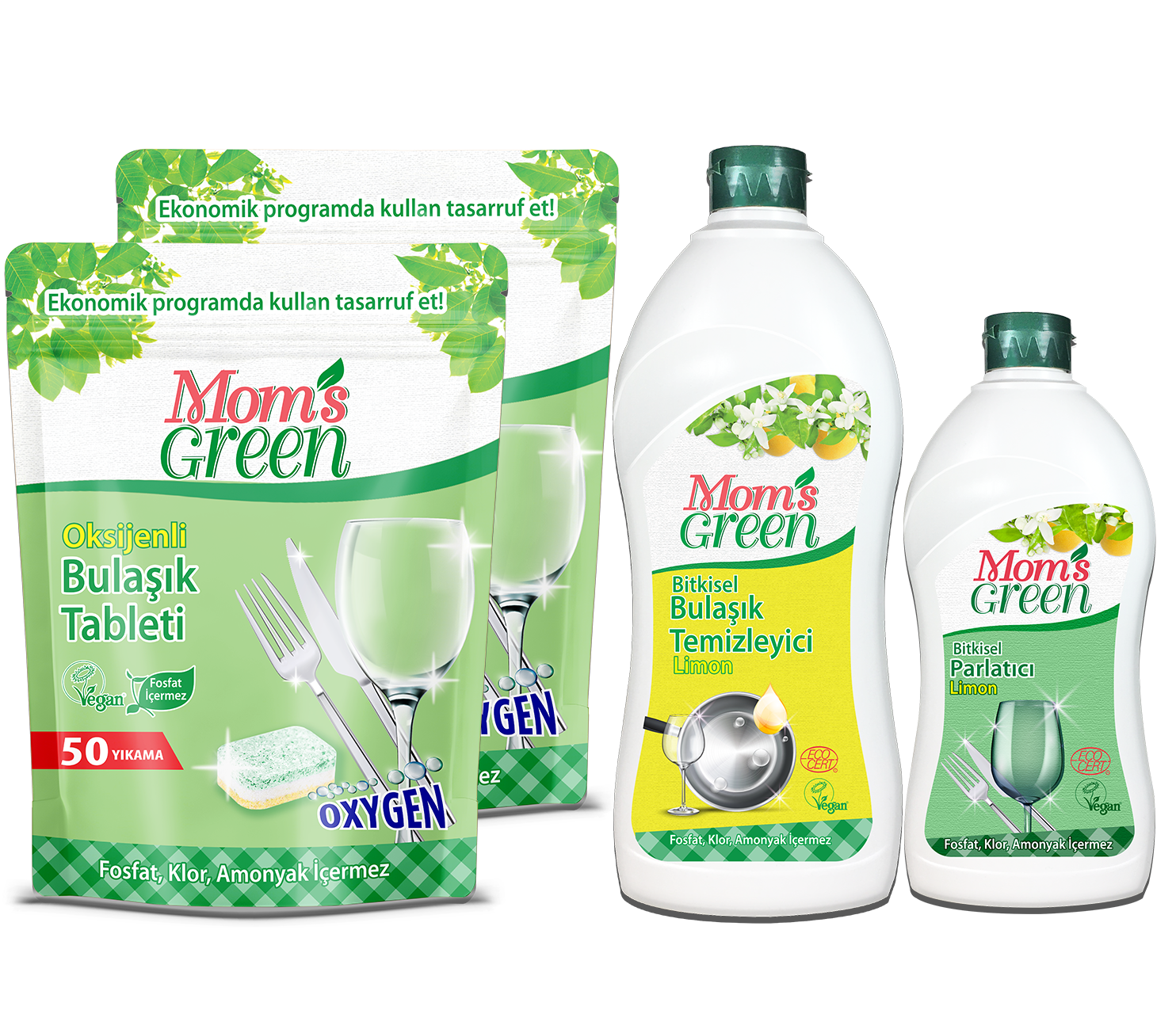 4'lü Set İkili Oksijenli Bulaşık Makinesi Tableti - Elde Bulaşık Temizleyici Limon - Parlatıcı Limon