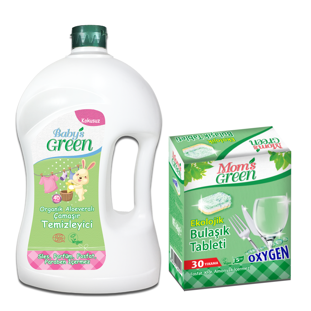 2'li Set Organik Aloe Veralı Bebek Çamaşır Temizleyici  ECO 40 Yıkama  + Ekolojik Bulaşık Tableti