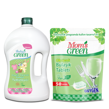 2'li Set Organik Aloe Veralı Bebek Çamaşır Temizleyici  ECO 40 Yıkama  + Oksijenli Bulaşık Tableti