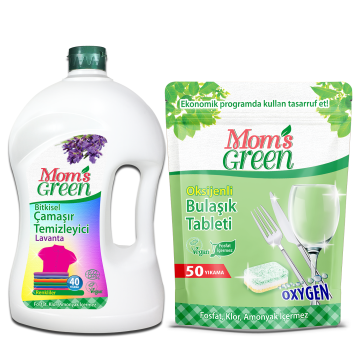 2'li Set Bitkisel Çamaşır Temizleyici RENKLİLER  ECO  40 Yıkama + Oksijenli Bulaşık Tableti