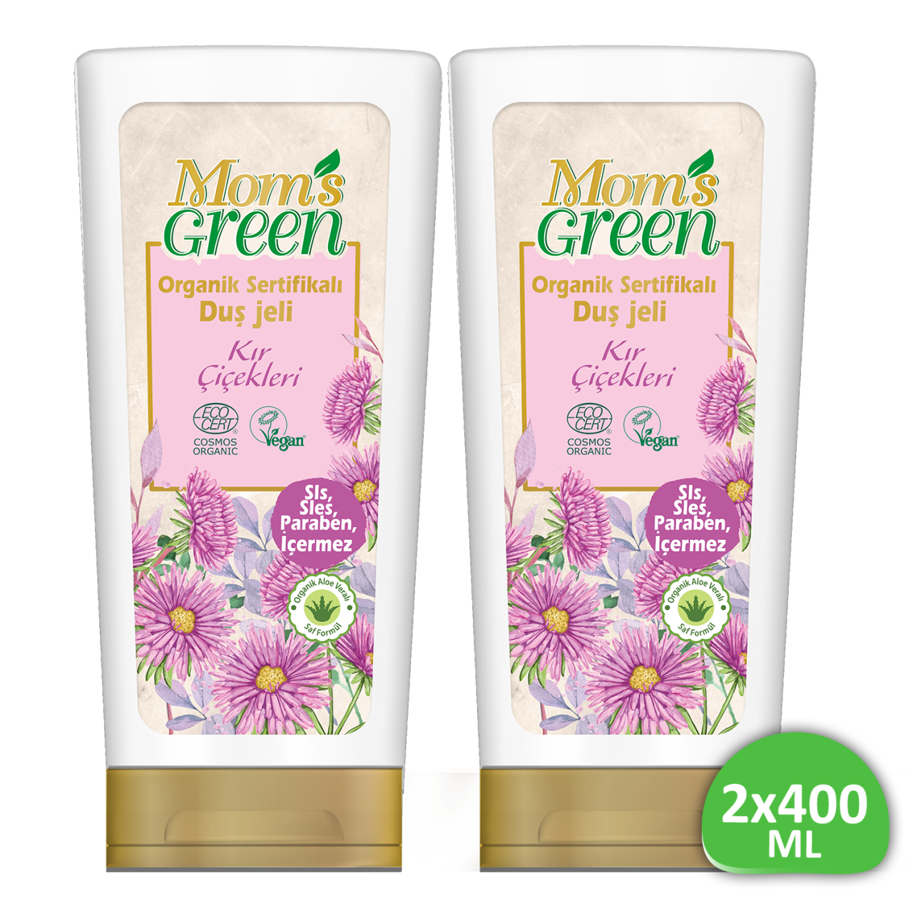 2'li Set Mom's Green Organik Sertifikalı Duş Jeli - Kır Çiçekleri 400 ml*2 EcoCosmos