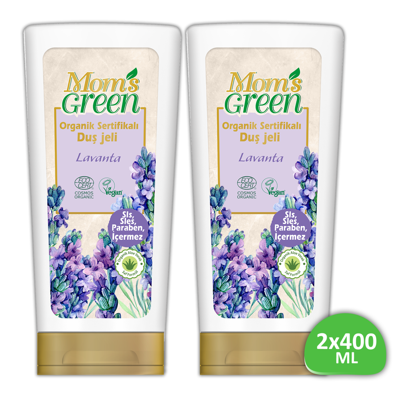 2'li Set Mom's Green Organik Sertifikalı Duş Jeli - Lavantalı 400 ml *2 EcoCosmos