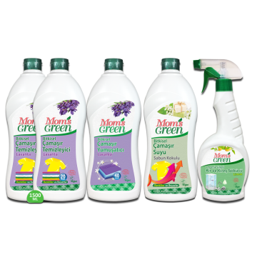 5'li Set İkili Bitkisel Çamaşır Temizleyici 20 Yıkama  + Yumuşatıcı 40 Yıkama LAVANTA + Çamaşır Suyu Sabun + KirKireç Sökücü Sprey - ECO