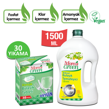 2'li Set Ekolojik Bulaşık Makinesi Tableti - 1,5 Litre Bitkisel Bulaşık Temizleyici - Limonlu