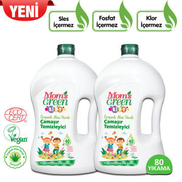 2'li Set Mom's Green Çocuk Çamaşır Temizleyici Organik Aloeveralı 1500 ml x 2 Adet ECO
