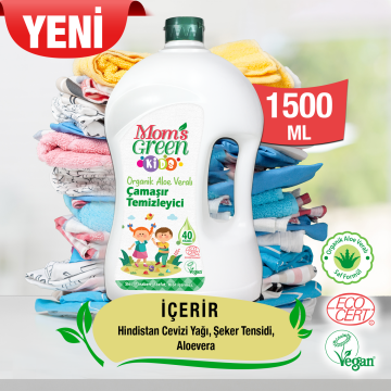 3'lü Set-Mom's Green Çocuklar+Renkliler+Beyazlar İçin Çamaşır Temizleyici 1500 ml x 3 Adet (120 Yıkama)