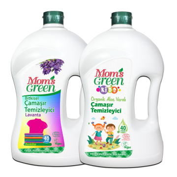 2'li Set-Mom's Green 1500 ml Çocuk Organik Çamaşır Temizleyici ve 1500 ml Bitkisel Çamaşır Temizleyici Lavanta (80 Yıkama)