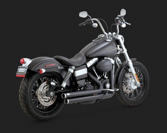 Vance & Hines Wide Glide BIG SHOTS STAGGERED Siyah Egzoz 47935