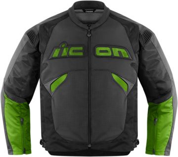 Icon Sanctuary Yeşil Siyah Deri Motosiklet Montu X-Large