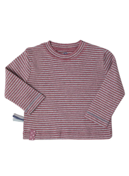 OrganicEra Organik Uzun Kollu Tshirt, Bordo Melanj Çizgili