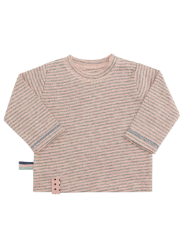 OrganicEra Organik Uzun Kollu Tshirt, Rose Melange Çizgili