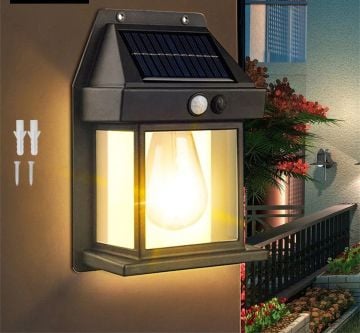 Hareket Sensörlü Solar Güneş Enerjili Ampul Led Bahçe Duvar Lambası