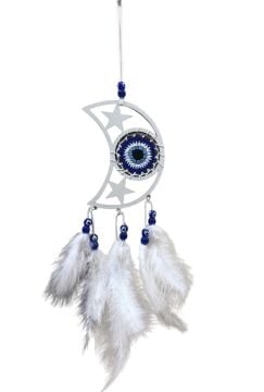 Ahşap Hilal Tasarımlı Rüya Düş Kapanı Dream Catcher (36cm)