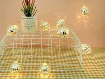 Dekoratif Mini Disco Topu Tasarımlı 10'lu Şerit Lamba