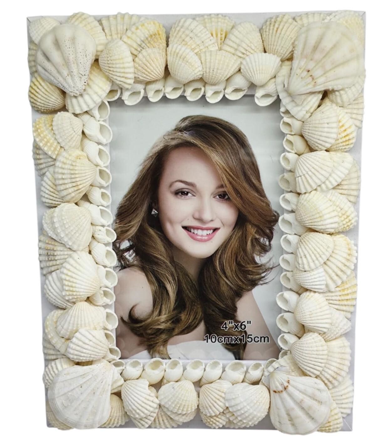 Dekoratif Deniz Kabuğu Ahşap Fotoğraf Çerçevesi (10 cm X 15 cm)