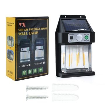 Hareket Sensörlü Solar Güneş Enerjili 3 Led Bahçe Duvar Lambası