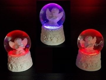 Dekoratif Işıklı Mini Melek Cam Kar Küre