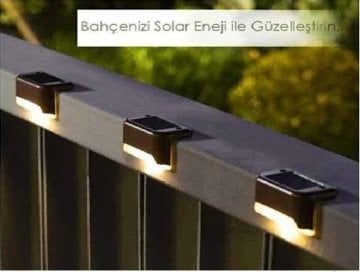 Güneş Enerjili Solar Köşebent Merdiven Bahçe Aydınlatma Lamba 4'lü