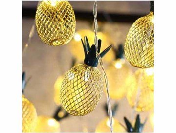 Dekoratif 3D Ananas Tasarımlı 10 Led Ampullu Aydınlatma