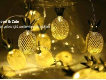 Dekoratif 3D Ananas Tasarımlı 10 Led Ampullu Aydınlatma