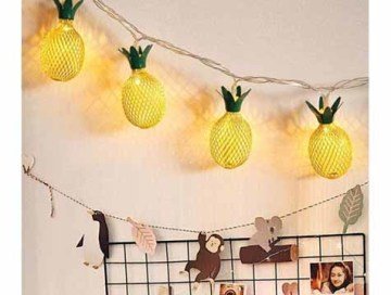 Dekoratif 3D Ananas Tasarımlı 10 Led Ampullu Aydınlatma