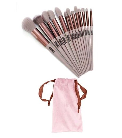 Makyaj Yapma Fırça Seti Pembe Renk 13'lü