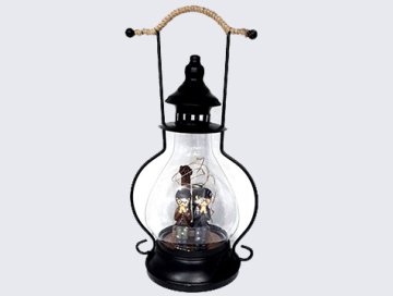 Romantik Işıklı Gaz Lambası İçinde Sevgili Biblo