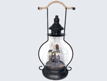Romantik Işıklı Gaz Lambası İçinde Sevgili Biblo