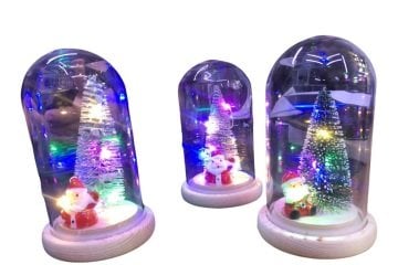 Cam Fanus İçinde Işıklı Noel Baba Biblosu