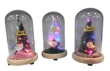 Cam Fanus İçinde Işıklı Noel Baba Biblosu
