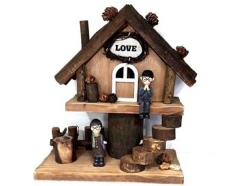 Dekoratif Kütük Ev Romantik Sevgili Biblosu
