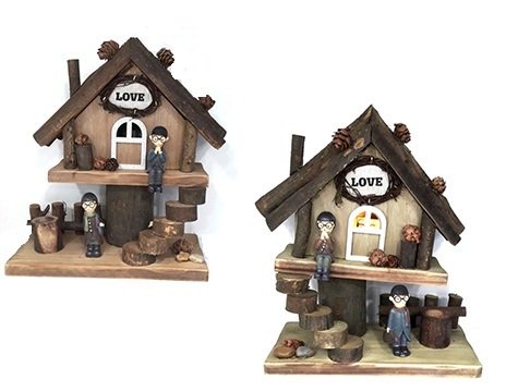 Dekoratif Kütük Ev Romantik Sevgili Biblosu