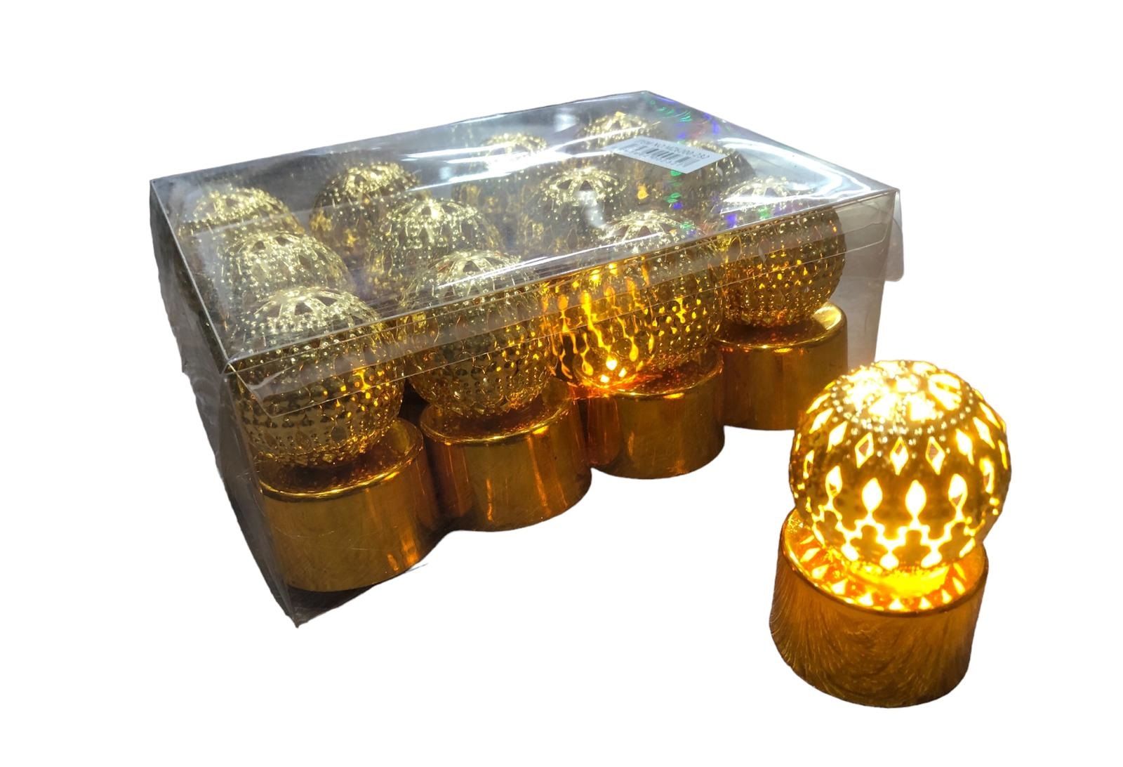 Portatif Mini Metal Led Işıklı Desenli Lamba (12 Adet)