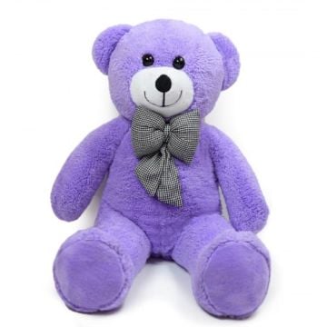 Sevimli Papyonlu Mor Peluş Oyuncak Ayıcık