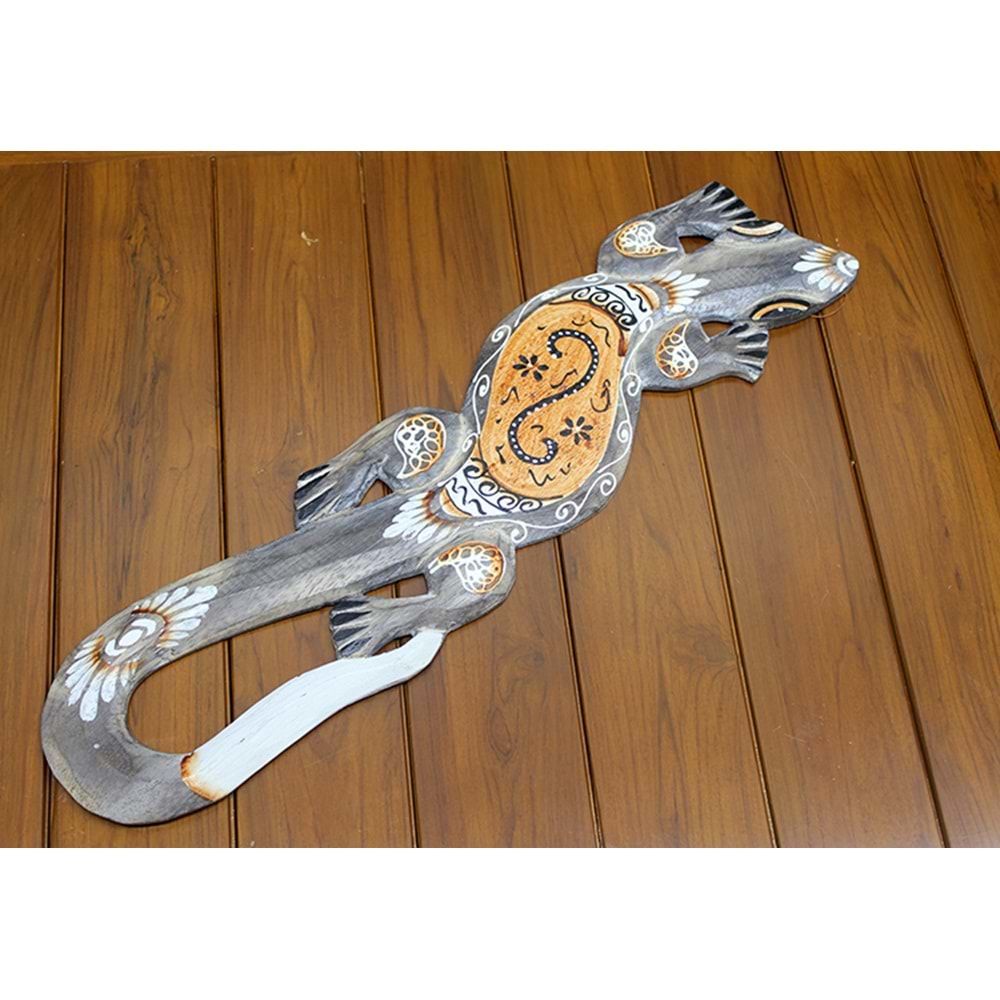 Dekoratif Ahşap Otantik Kertenkele Duvara Asmalı Figür(50 cm)