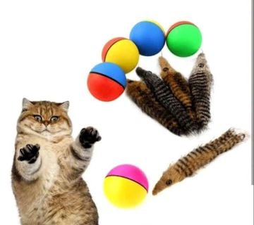 Hareketli Sesli Peluş Toplu Fare Pilli Kedi Oyuncağı