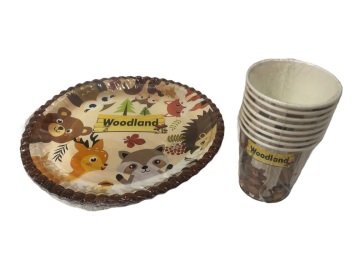İyi ki Doğdun Woodland Parti Karton Tabak ve Bardak (8 Adet)