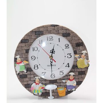 Dekoratif Aşçı Polyester Tasarımlı Duvar Saati