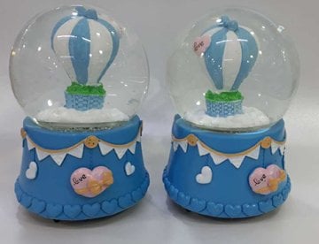 Uçan Balon Temalı Kurmalı Müzikli Cam Kar Küresi